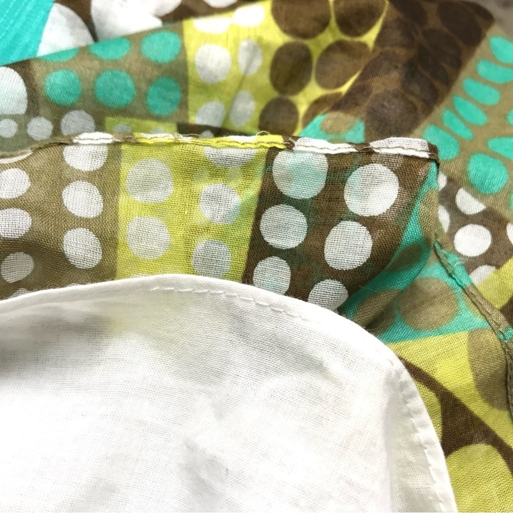 MILLY of NEW YORK Turquoise + Green Mod Print Top 3/4 sleeves Size 2 - Picture 12 of 16